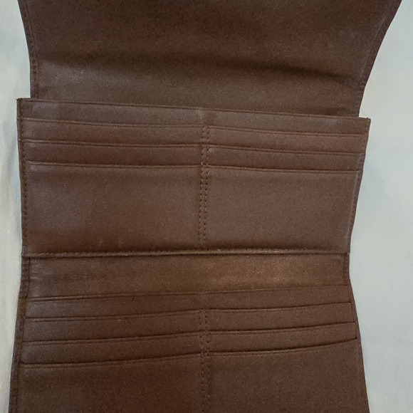 Vintage Coach Brown Leather Canvas Trifold Wallet with Snap Closure - Picture 5 of 8